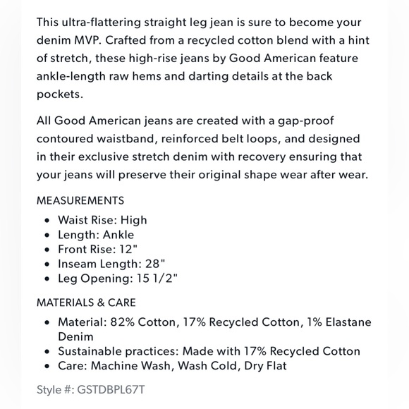 Good American curvy straight jeans - Picture 3 of 7